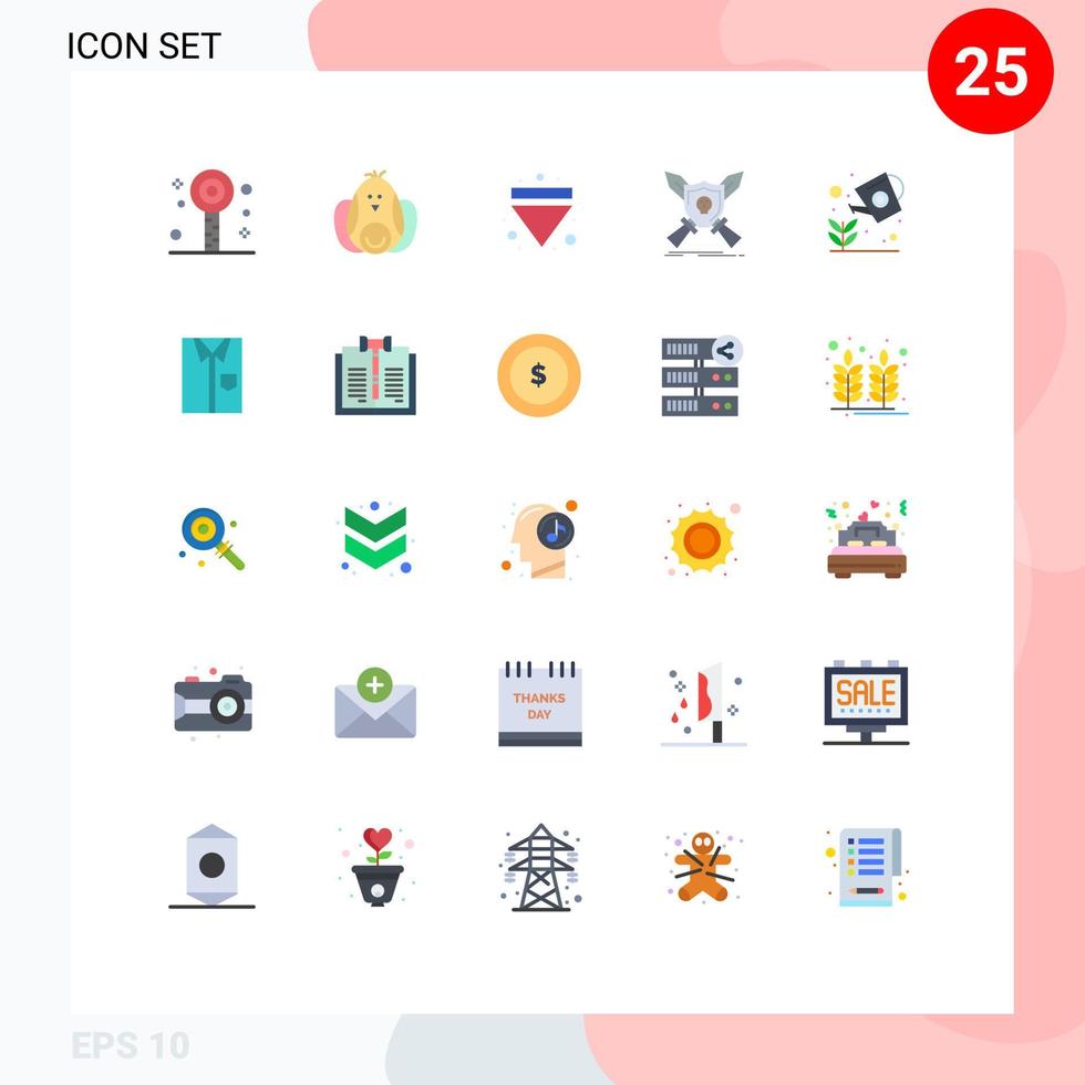 Pack of 25 creative Flat Colors of eco shield arrow game badge Editable Vector Design Elements