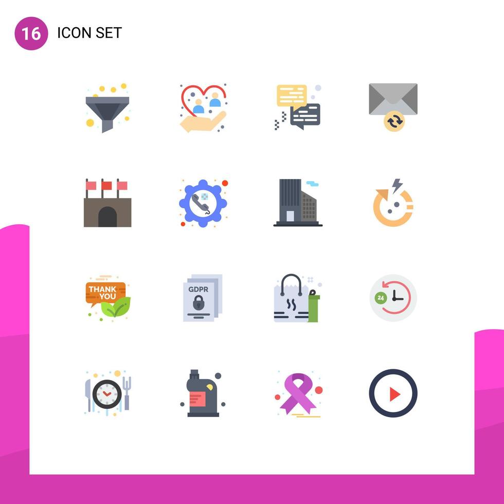 16 Creative Icons Modern Signs and Symbols of public arena bubble sync mail Editable Pack of Creative Vector Design Elements