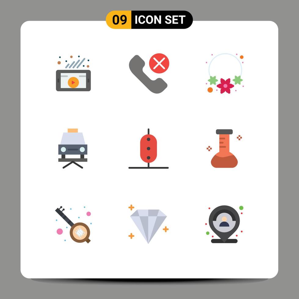 Mobile Interface Flat Color Set of 9 Pictograms of peas food remove repair car Editable Vector Design Elements