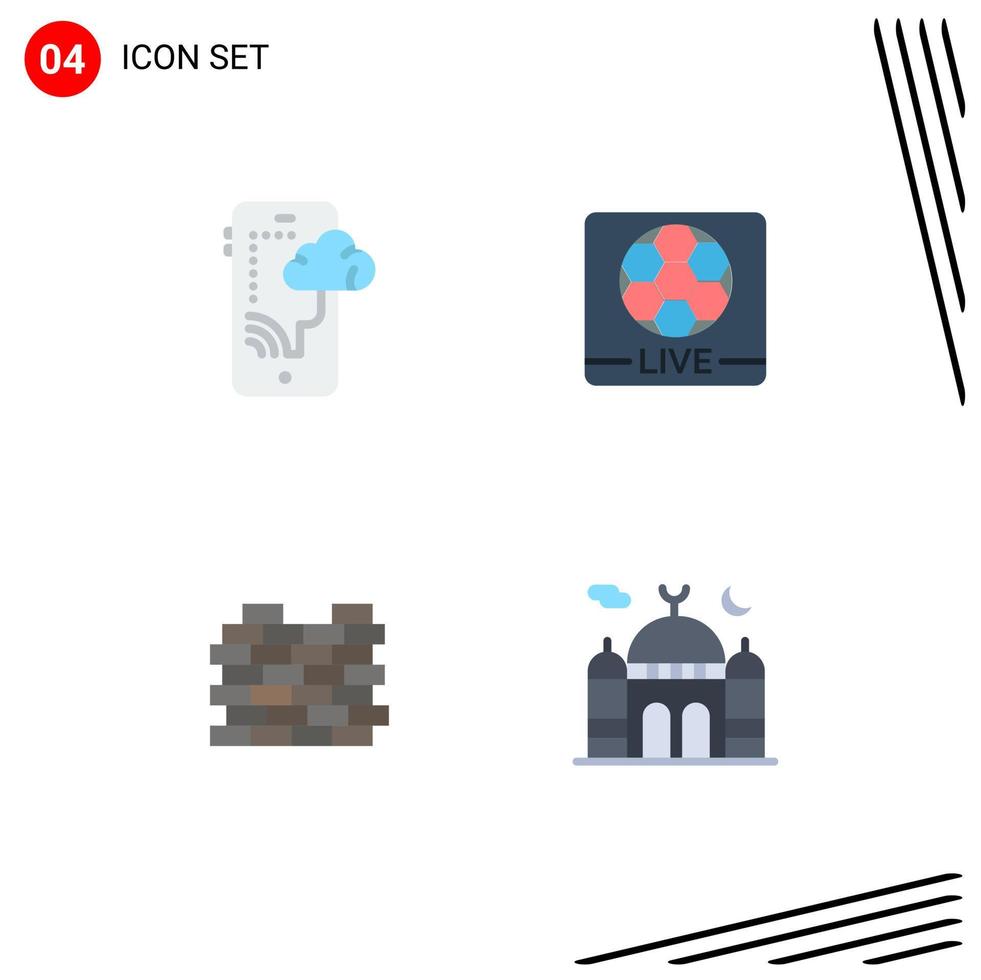 4 iconos creativos signos y símbolos modernos de tecnología de protección en la nube seguridad de pantalla elementos de diseño vectorial editables vector