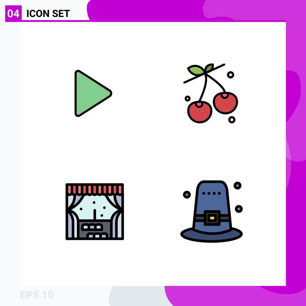 Stock Vector Icon Pack of 4 Line Signs and Symbols for control city video food garden Editable Vector Design Elements