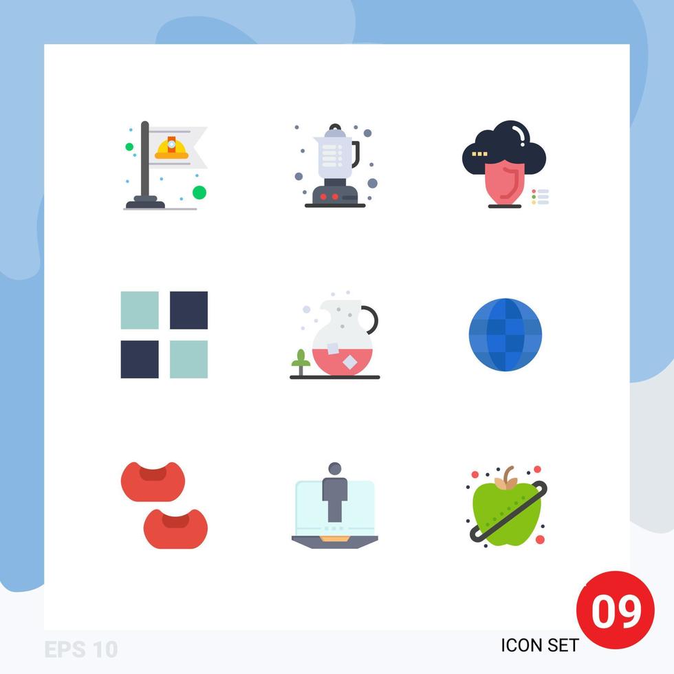 Flat Color Pack of 9 Universal Symbols of food ice secure thumbnails grid Editable Vector Design Elements