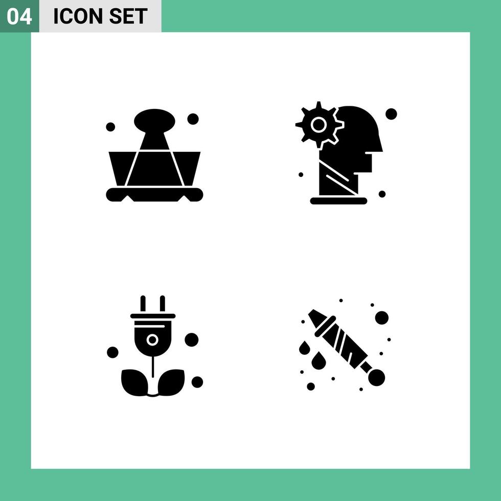 Universal Solid Glyph Signs Symbols of clip plug school man green Editable Vector Design Elements