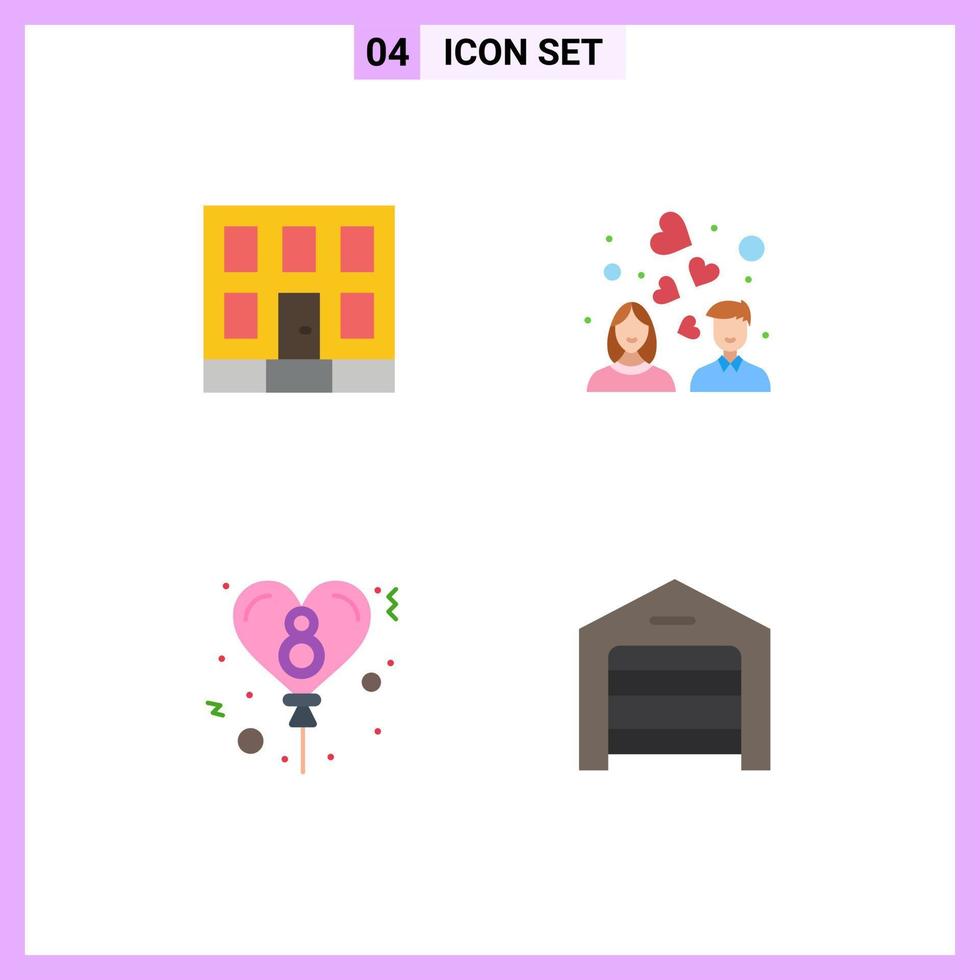 User Interface Pack of 4 Basic Flat Icons of building celebration construction wedding ecommerce Editable Vector Design Elements