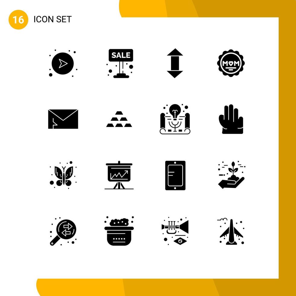 Stock Vector Icon Pack of 16 Line Signs and Symbols for alert mother for sale love down Editable Vector Design Elements