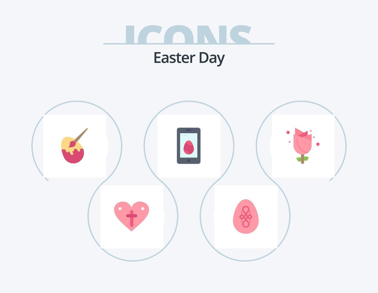 paquete de iconos planos de pascua 5 diseño de iconos. Pascua de Resurrección. huevo. cepillar. célula. móvil vector