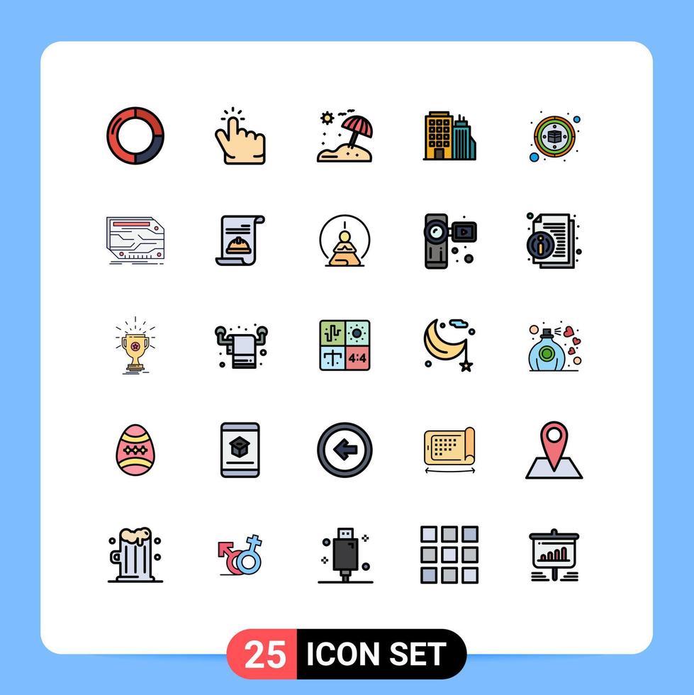 25 Creative Icons Modern Signs and Symbols of qibla compass beach headoffice office Editable Vector Design Elements