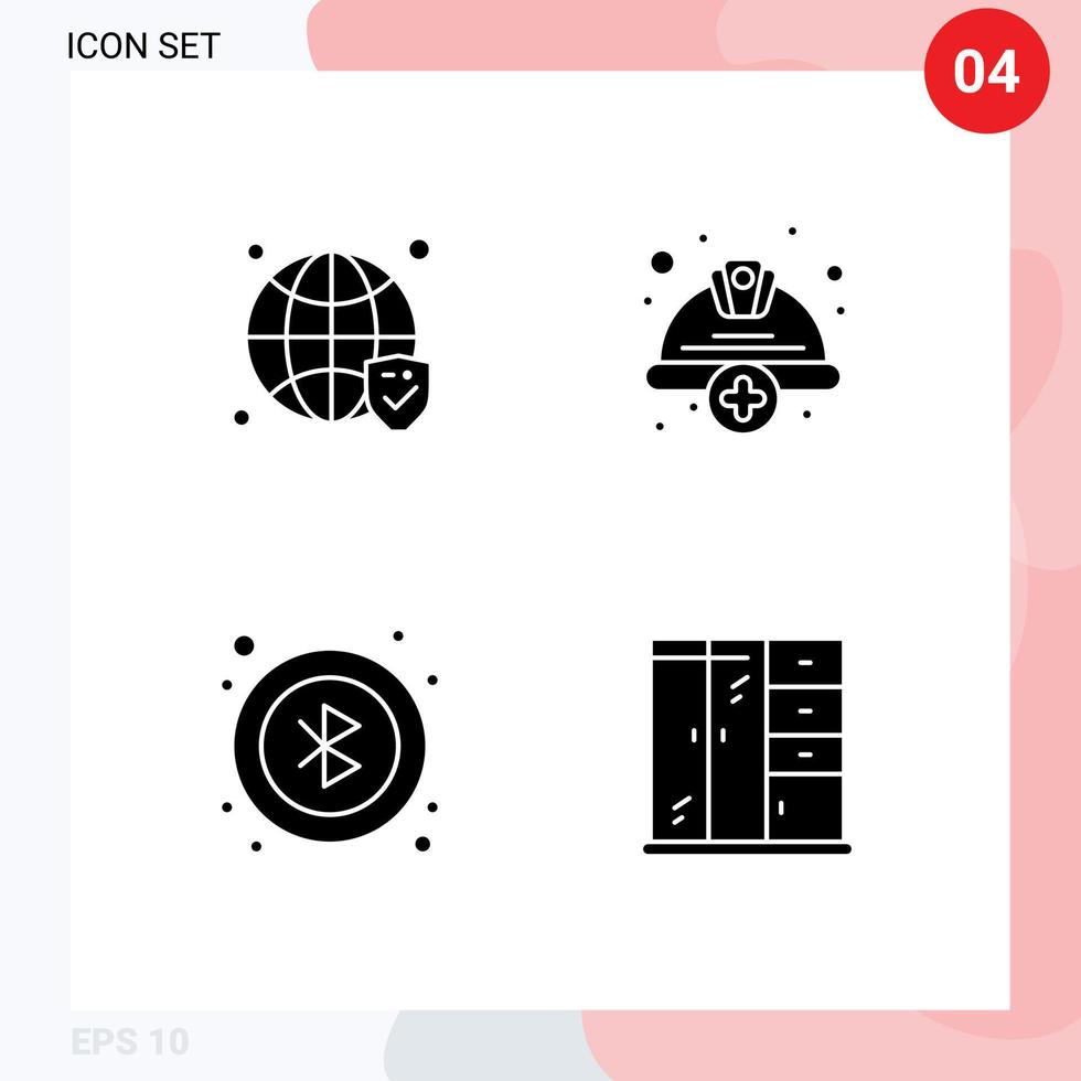 Thematic Vector Solid Glyphs and Editable Symbols of globe bluetooth verified hard user Editable Vector Design Elements