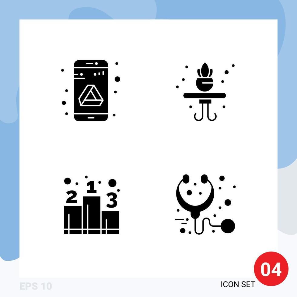 paquete de iconos de vector de stock de 4 signos y símbolos de línea para elementos de diseño de vector editables de cuidado de estante de almacenamiento de rango de aplicación