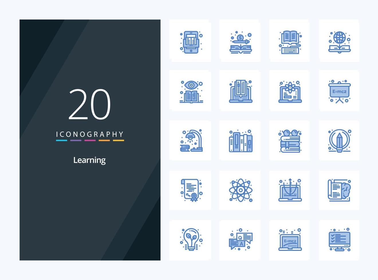 20 Learning Blue Color icon for presentation vector