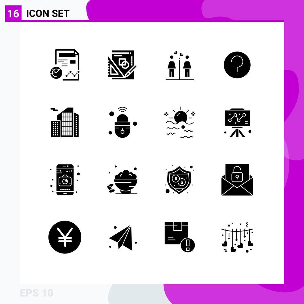 Stock Vector Icon Pack of 16 Line Signs and Symbols for building ui graph help signs Editable Vector Design Elements