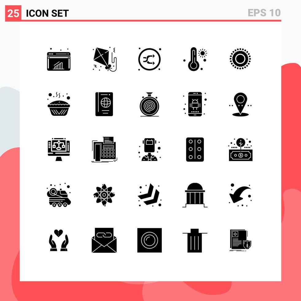 Solid Glyph Pack of 25 Universal Symbols of jewelry weather arrow temperature shuffle Editable Vector Design Elements