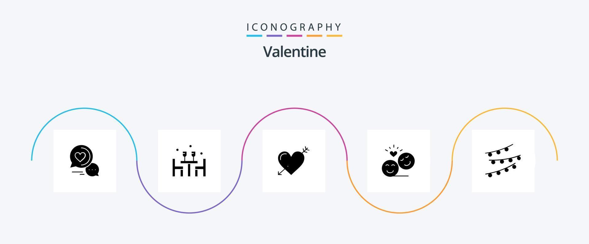 Valentine Glyph 5 Icon Pack Including love. arrow. love. heart. day vector