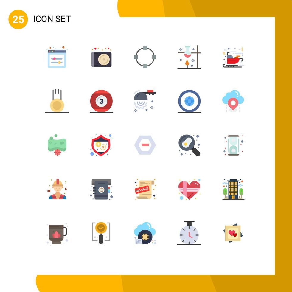 Mobile Interface Flat Color Set of 25 Pictograms of claus carriage path science lab science Editable Vector Design Elements