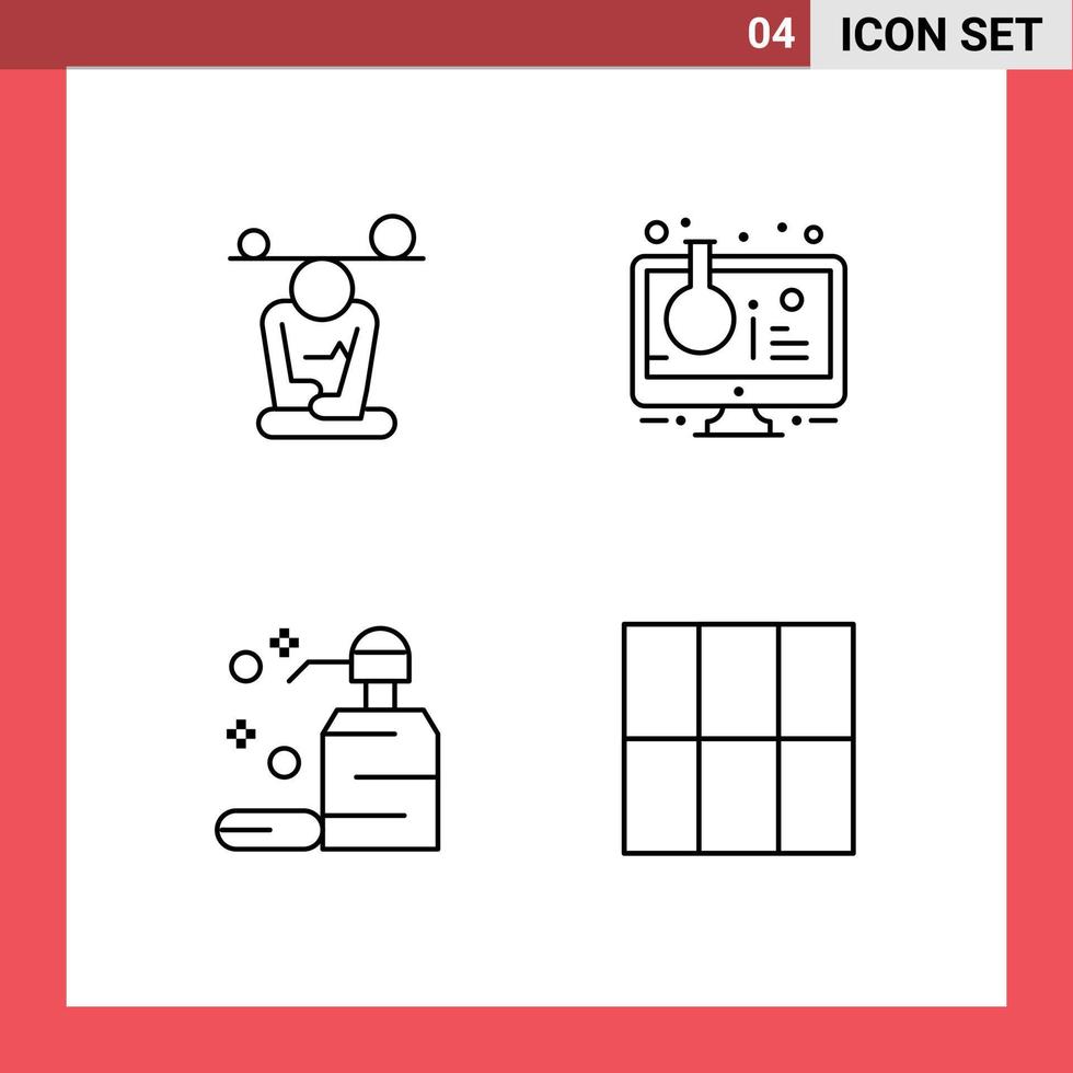 User Interface Pack of 4 Basic Filledline Flat Colors of balance test tube mind online experiment clean Editable Vector Design Elements