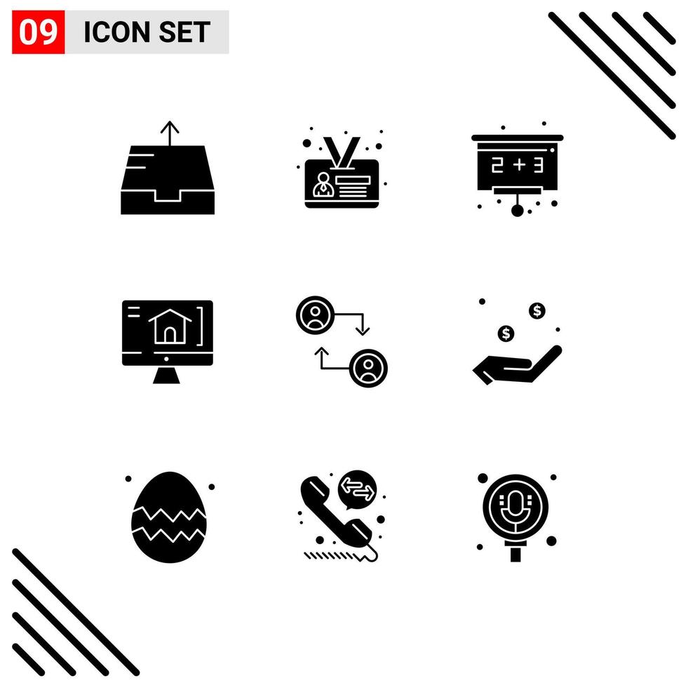 Set of 9 Modern UI Icons Symbols Signs for dollar charity board swap account Editable Vector Design Elements