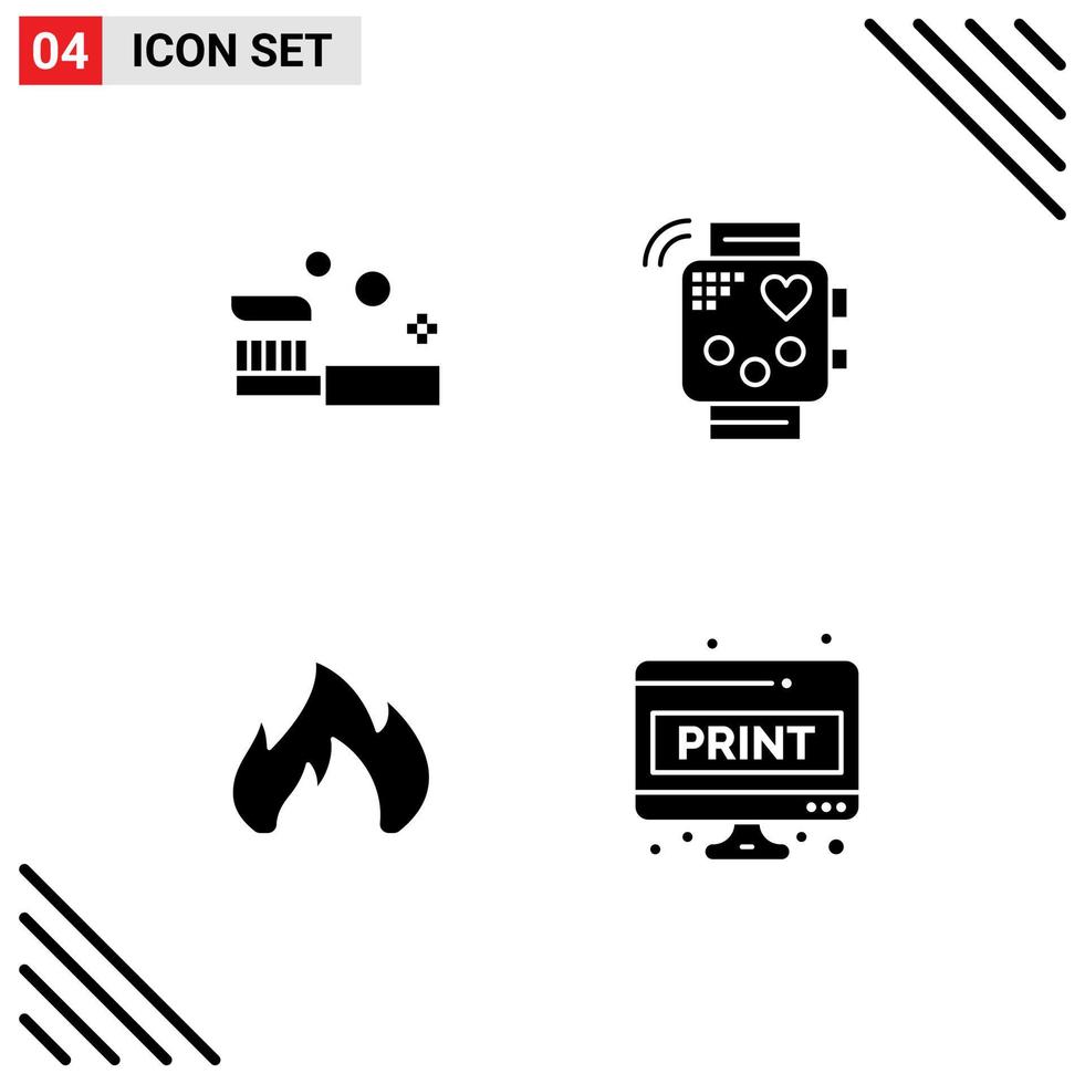 Universal Icon Symbols Group of 4 Modern Solid Glyphs of bath monitoring shower device heating Editable Vector Design Elements