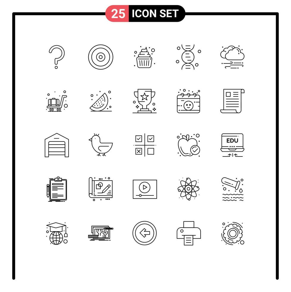 Set of 25 Vector Lines on Grid for windy weather baby science dna Editable Vector Design Elements