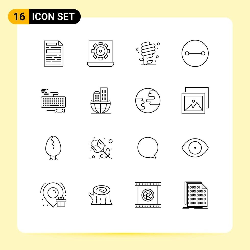 Editable Vector Line Pack of 16 Simple Outlines of keyboard symbols earth day beliefs green Editable Vector Design Elements
