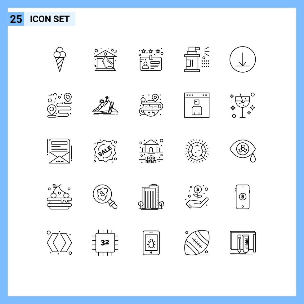 Stock Vector Icon Pack of 25 Line Signs and Symbols for road download driver circle spray Editable Vector Design Elements