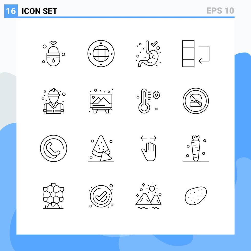 Set of 16 Modern UI Icons Symbols Signs for firefighter fighter outdoor swap column Editable Vector Design Elements