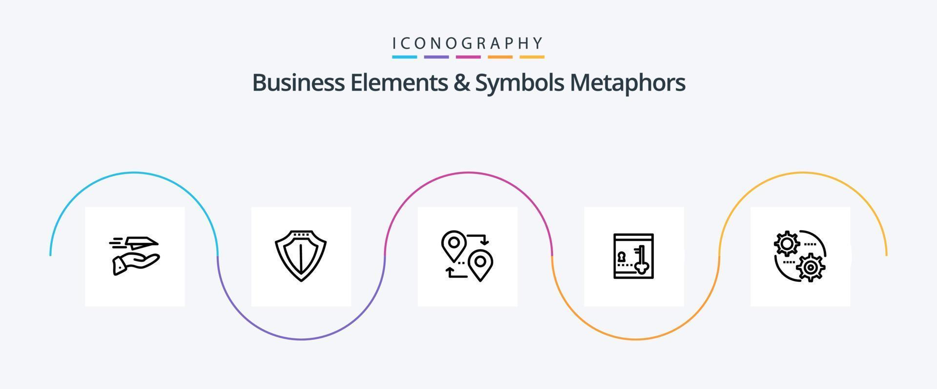 Business Elements And Symbols Metaphors Line 5 Icon Pack Including control. lock. protect. locker. travel vector