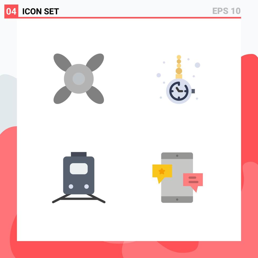 Stock Vector Icon Pack of 4 Line Signs and Symbols for cooler train accessory watch accessorize travel Editable Vector Design Elements