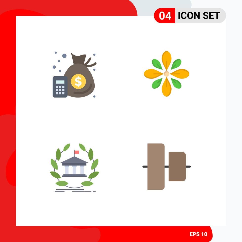 Pack of 4 Modern Flat Icons Signs and Symbols for Web Print Media such as accounting holi money decoration banking Editable Vector Design Elements