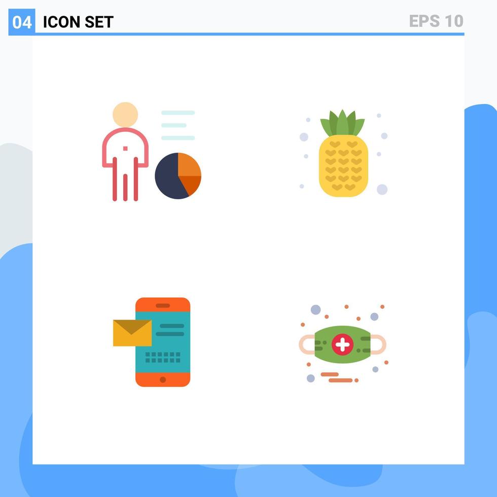 4 iconos planos vectoriales temáticos y símbolos editables de la gestión de mensajes gráficos elementos de diseño vectorial editables de chat de frutas vector