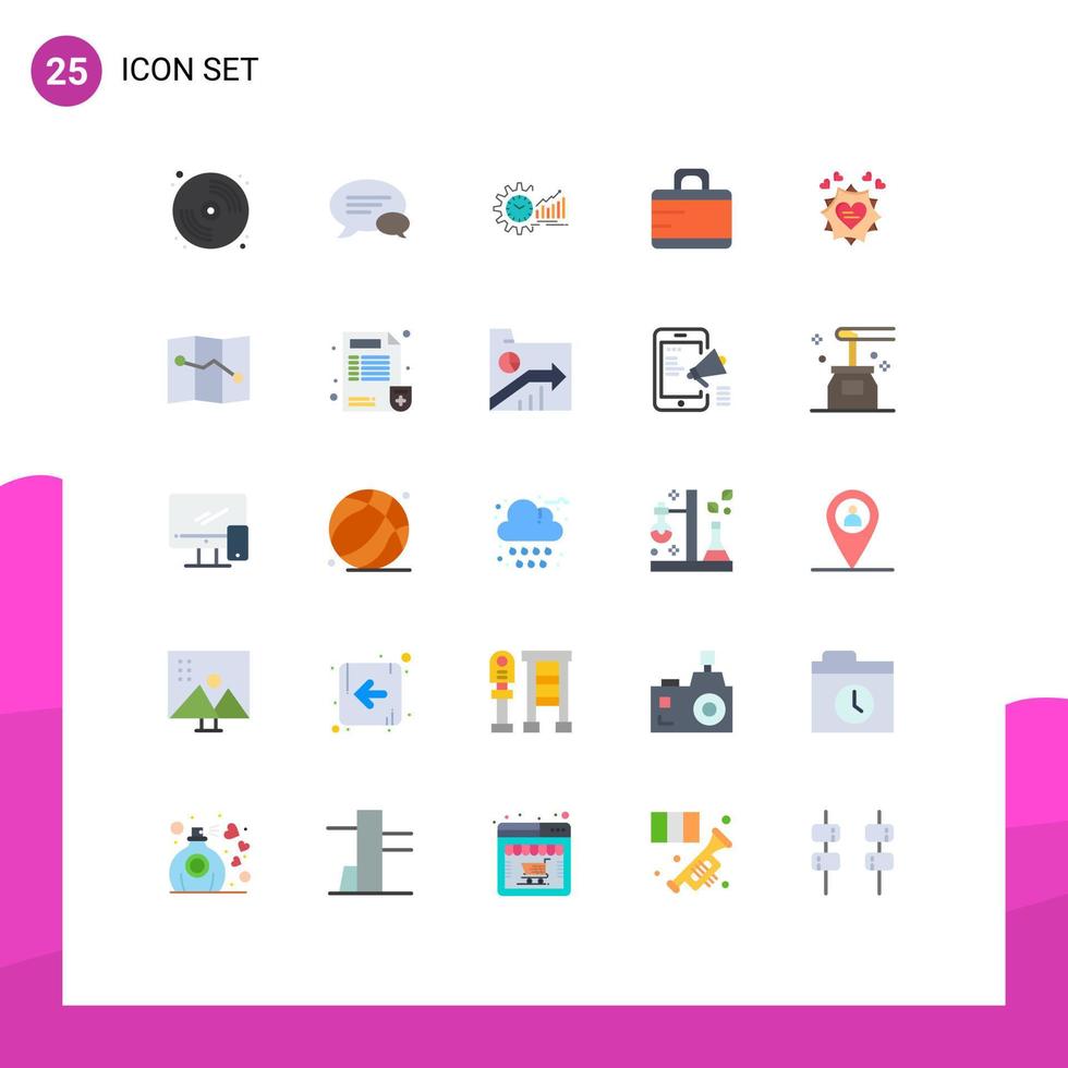 25 Flat Color concept for Websites Mobile and Apps suitcase bag chart trends schedule Editable Vector Design Elements