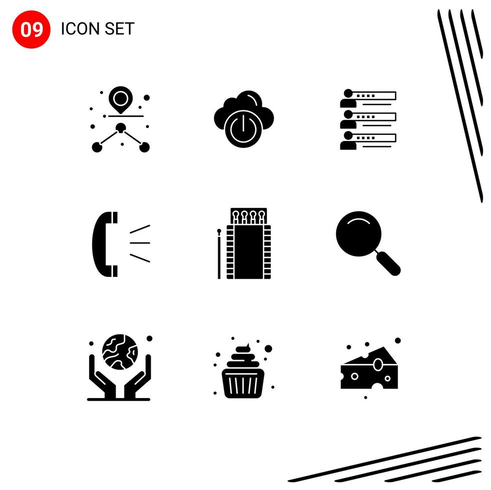 Stock Vector Icon Pack of 9 Line Signs and Symbols for customer support call graphs answer statistics Editable Vector Design Elements