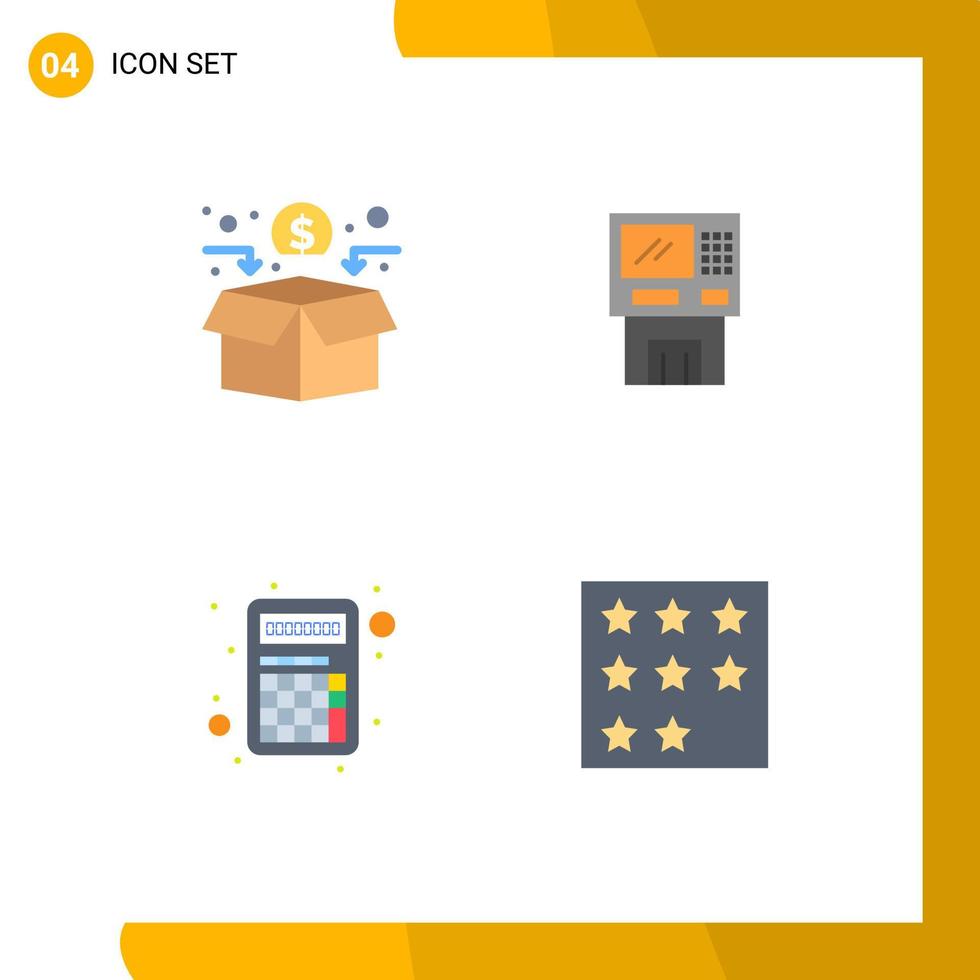 Modern Set of 4 Flat Icons and symbols such as funding finance crowd funding cash money Editable Vector Design Elements