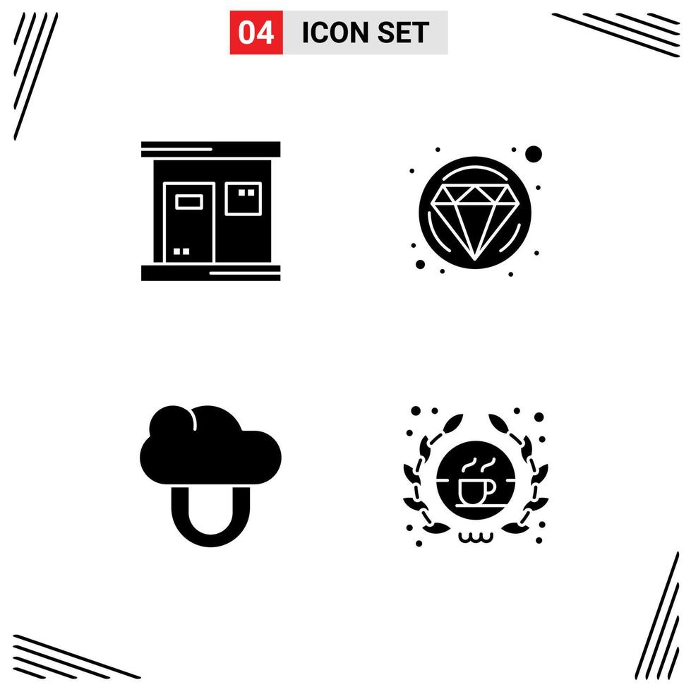 Set of 4 Modern UI Icons Symbols Signs for hot protection wellness jewelry coffee Editable Vector Design Elements