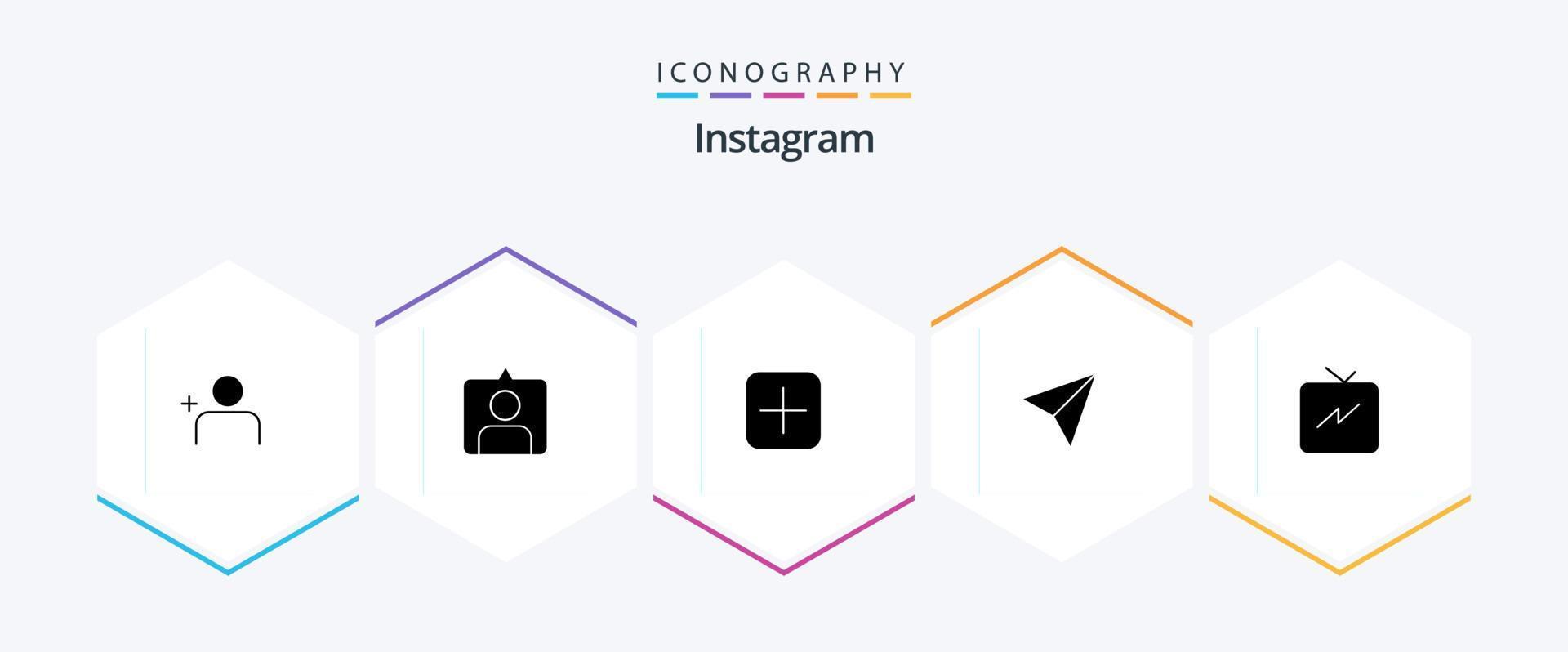 Instagram 25 Glyph icon pack including . refresh. sets. power. share vector