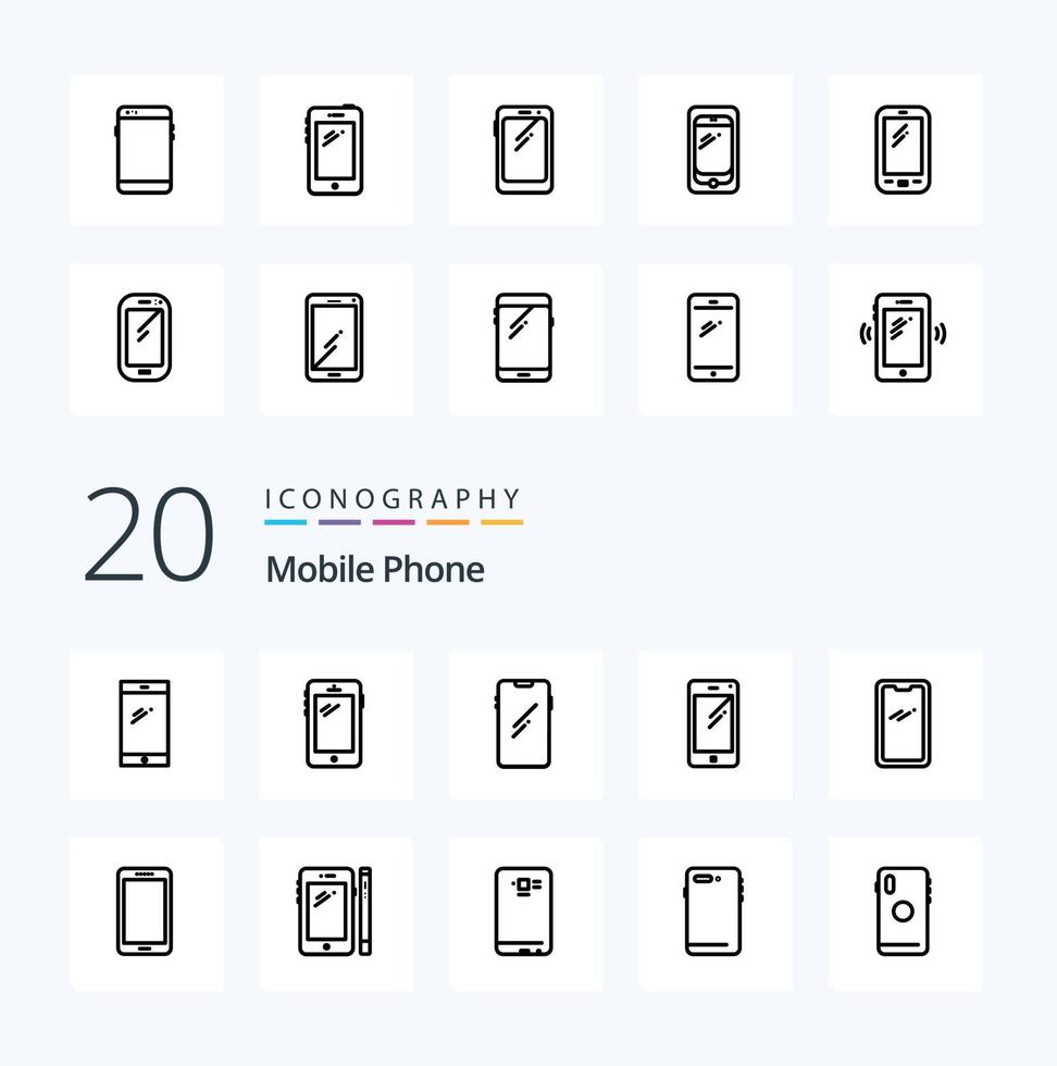 20 paquete de iconos de línea de teléfono móvil como teléfono móvil huawei cámara móvil vector