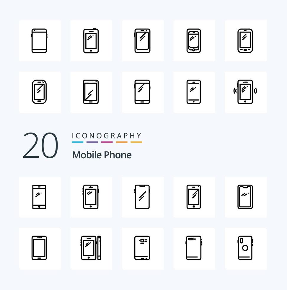 20 Mobile Phone Line icon Pack like mobile phone huawei camera mobile vector