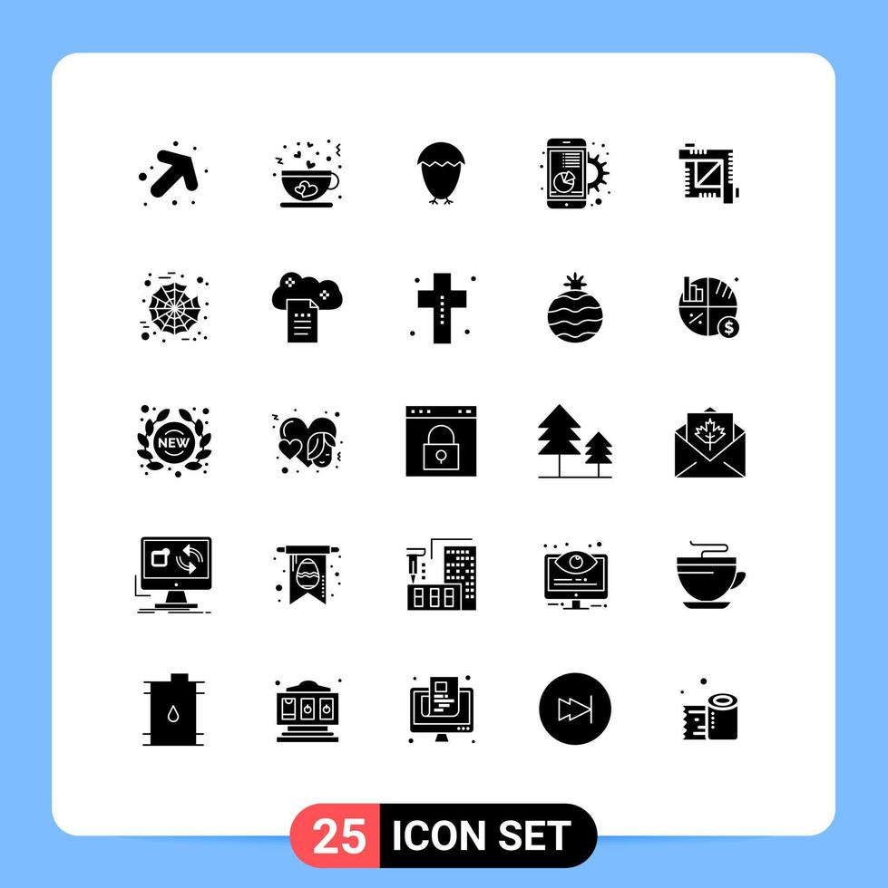 25 iconos creativos signos y símbolos modernos de herramienta de cultivo marketing de pascua móvil elementos de diseño vectorial editables digitales vector