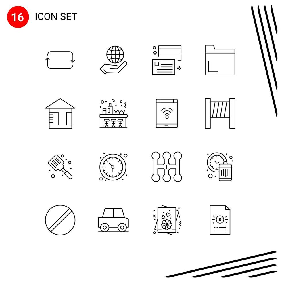 Set of 16 Modern UI Icons Symbols Signs for board multimedia borrow folder money Editable Vector Design Elements