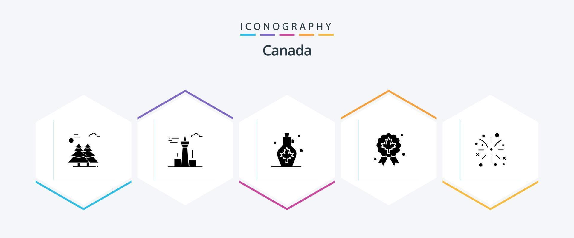 Canada 25 Glyph icon pack including badge. leaf. tower. leaf. water vector