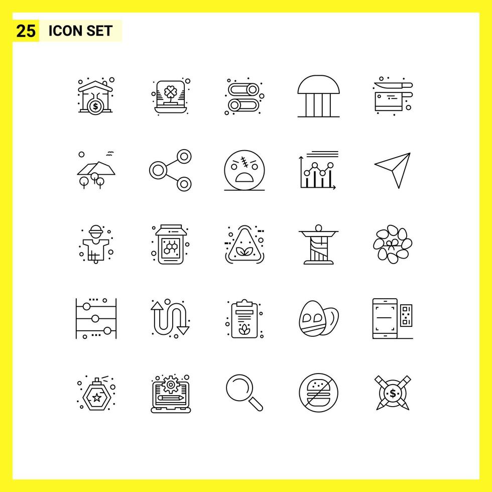 25 iconos creativos signos y símbolos modernos del edificio de la corte de la corte corte de trébol deshabilitar elementos de diseño vectorial editables vector