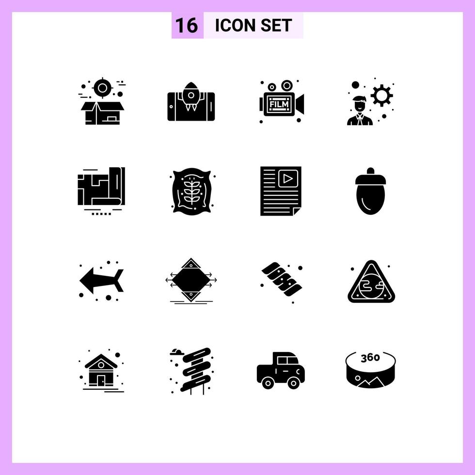 Set of 16 Modern UI Icons Symbols Signs for gps development start developer retro Editable Vector Design Elements