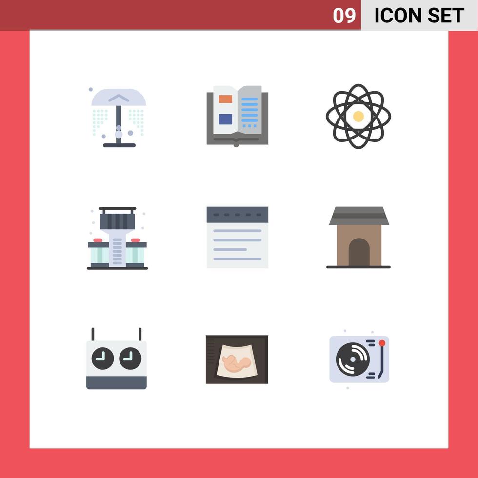 9 User Interface Flat Color Pack of modern Signs and Symbols of appliance website energy web bar Editable Vector Design Elements
