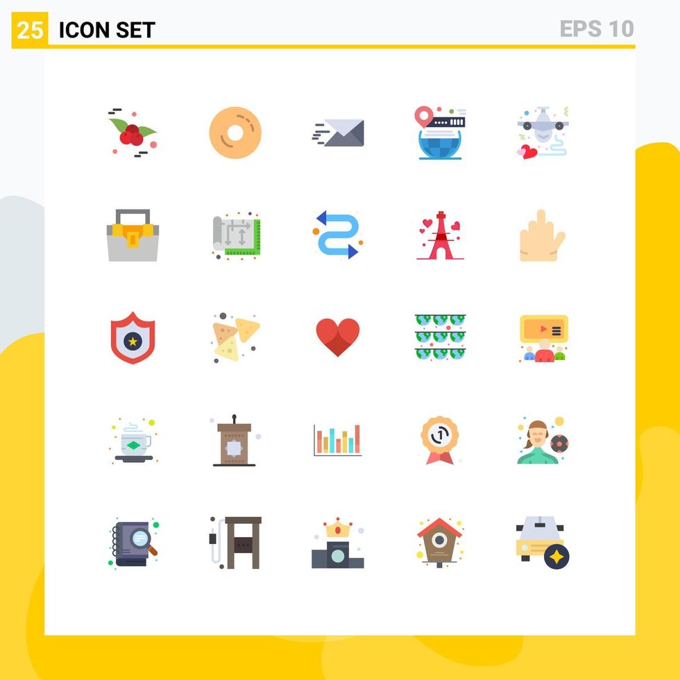 Set of 25 Modern UI Icons Symbols Signs for flight website email globe pin Editable Vector Design Elements