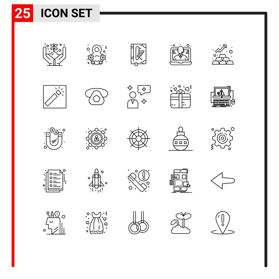 25 Thematic Vector Lines and Editable Symbols of finance support book help edict Editable Vector Design Elements
