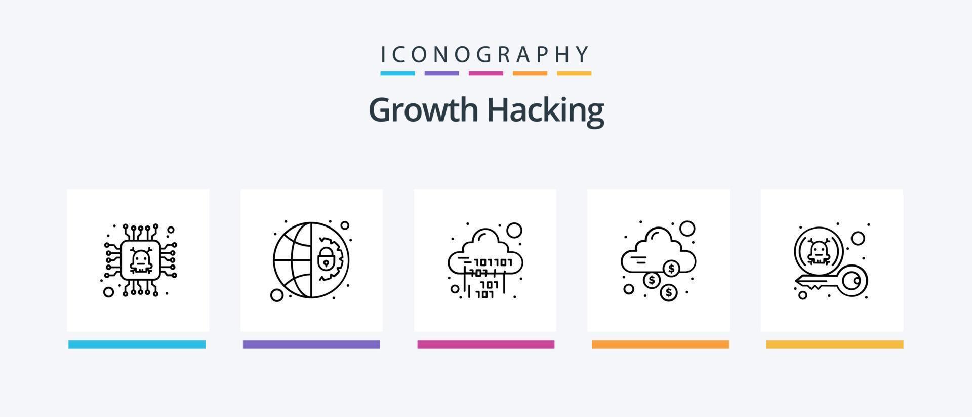 Hacking Line 5 Icon Pack Including secured. settings. keyboard. hack. defect. Creative Icons Design vector