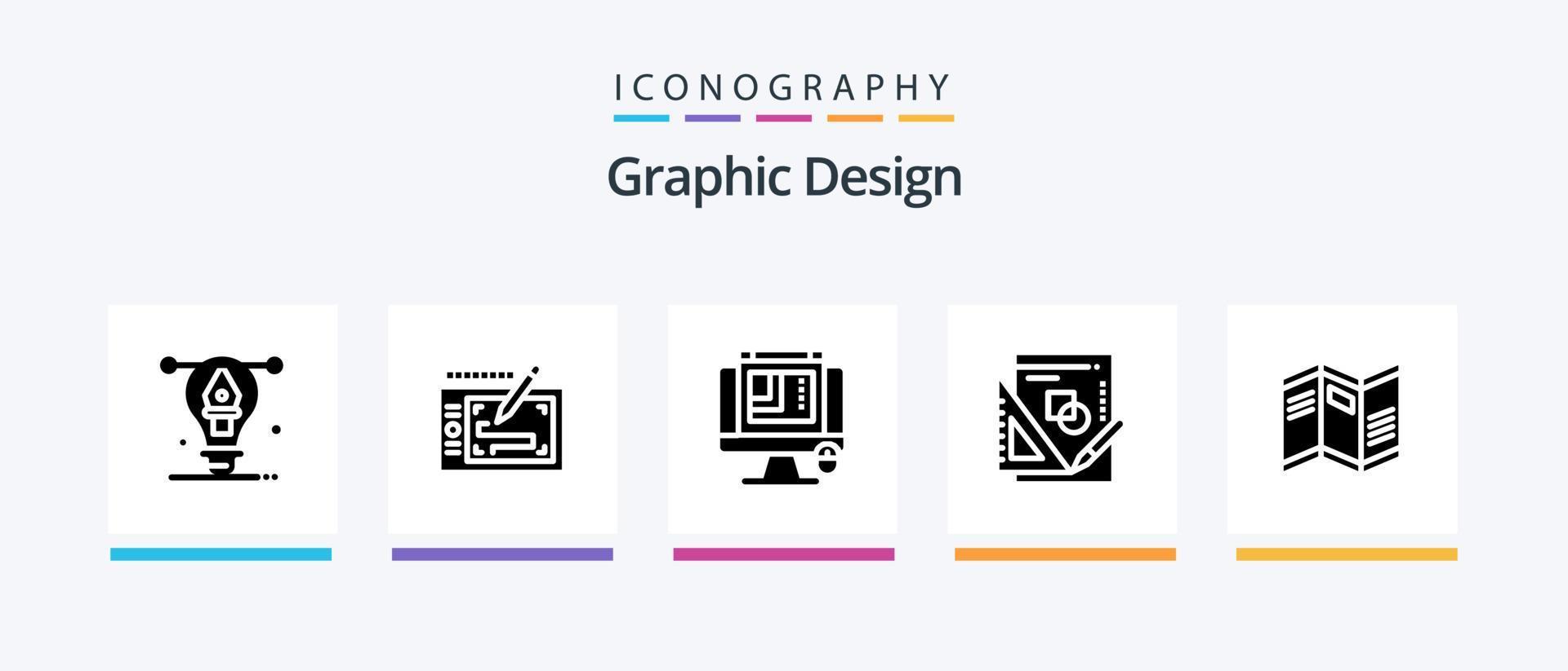 Graphic Design Glyph 5 Icon Pack Including maths . presentation . web layout. web designing. Creative Icons Design vector