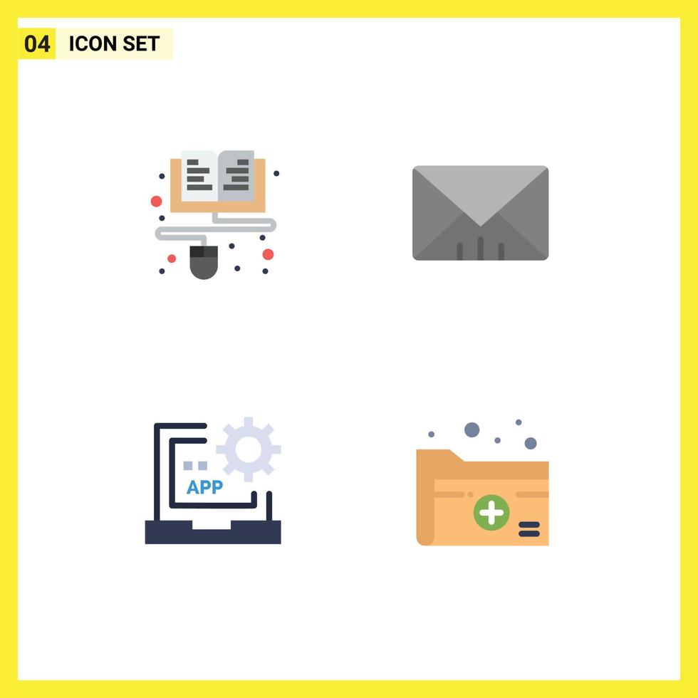 Editable Vector Line Pack of 4 Simple Flat Icons of course develop online user programming Editable Vector Design Elements