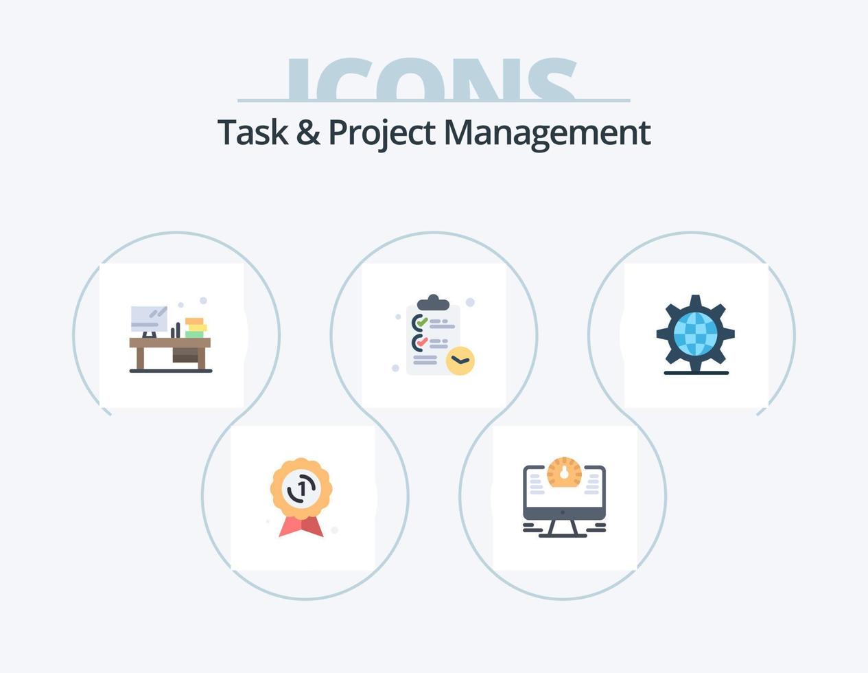 Task And Project Management Flat Icon Pack 5 Icon Design. internet. time. table. tasks. checklist vector
