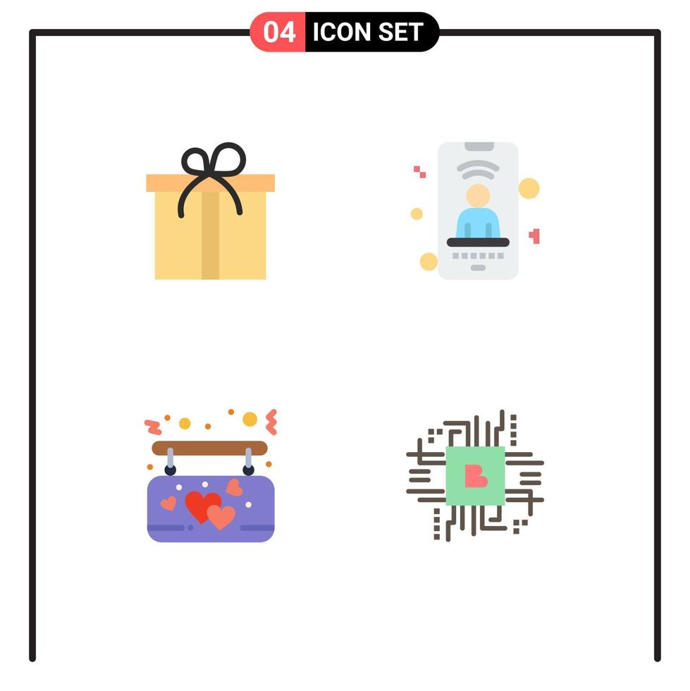 4 paquete de iconos planos de interfaz de usuario de signos y símbolos modernos de elementos de diseño de vectores editables de la industria fintech de teléfonos móviles colgantes de regalo