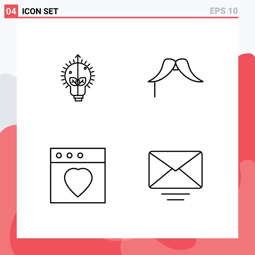 Set of 4 Modern UI Icons Symbols Signs for success app light movember mac Editable Vector Design Elements
